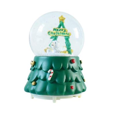 China Europe 100mm Christmas Home Decoration Snow Globe with Dancing Snowflakes, Glitter Music Box Snowmen for sale