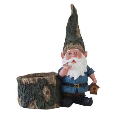 China Cheap Price USA Cement Gnome Drawf Forest Gnome Statuary With Log Planter for sale