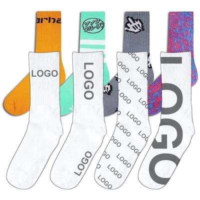 China QUICK DRY no minimum clean order design jacquard Logo Cotton Mens Crew Socks fashion embroidery custom made for sale