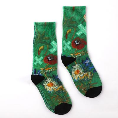 China Wholesale Supplier QUICK DRY Logo Sublimation Print Design Custom Factory Mens Socks 100% Cotton Crew Socks for sale