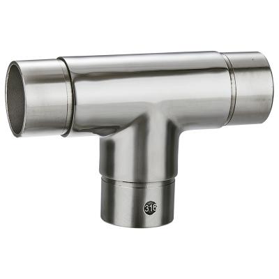 China Contemporary Balustrade Fitting 180 Degree Tee Flush Mount Stainless Steel Joiner Elbow Fitting for sale