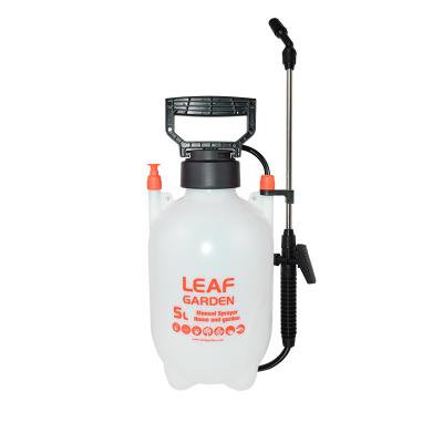 China 5L Leaf Plastic Easy Operation Handheld Garden Manual Pressure Sprayer With Adjustable Nozzle for sale