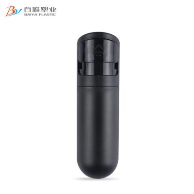 China Perfume 30ml 50ml Round Empty Aroma Spray Bottles Cosmetic Black Plastic Bottles for sale