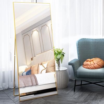 China Large Explosion-proof Environmental Friendly Rectangle Dressing Mirror Floor Decorative Integral Mirror With Stand for sale