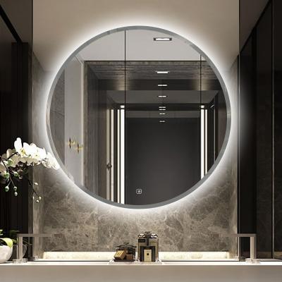 China Explosion Proof Environmental Friendly OEM Round Shape Wall Mounted LED Lighted Touch Screen Bathroom Mirror for sale