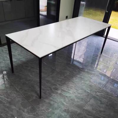 China Environment Friendly Restaurant Kitchen Dining Table Rectangle Sintered Stone Dining Table for sale