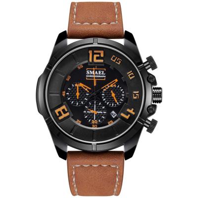 China Luxury Watch Relogio Masculino 53mm Quartz Watch Brown Leather Strap Automatic Date Mens Watch Raymons SL-9075 for sale