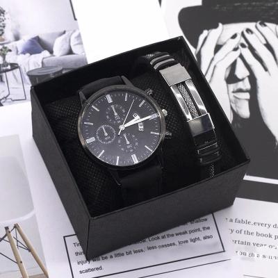 China Wholesale Custom Fashion Classic Automatic LOGO Alloy Date 2022 Wristwatch Calendar Quartz Leather Strap Gift Set Men Watches for sale