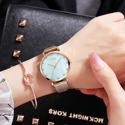 China Luxury Exquisite Automatic Jade Green Dial Casual Women Mesh Strap Saati Zegarek Damski Date Quartz Watch RAYMONS WY-070 for sale