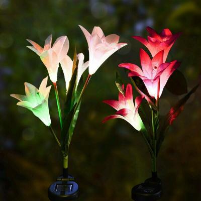 China Garden Solar Garden Lights Waterproof Garden Lights Rose Flowers LED Lights Solar Stake Lights With Lily Flowers Fo for sale