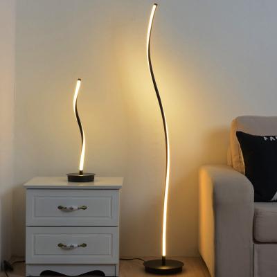 China Modern Simple Nordic Bedroom Stand Up Floor Lamp Designer S-Curve Lighting Minimalist Spiral Led Floor Position for sale