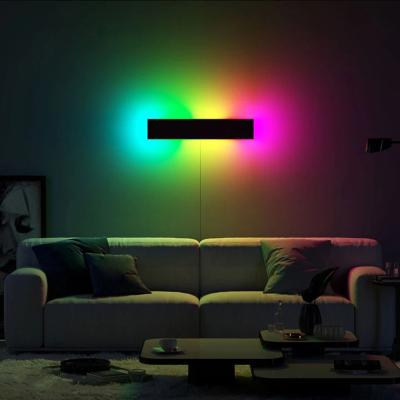 China Modern RGB Modern Wall Lamp For Living Room Bedroom Nordic Colorful Dimmable Wall Lights Remote Control Wall Sconce Light for sale