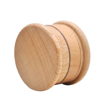 China Custom Metal Wooden Color Wooden Smoke Herb Grinder Diameter 63mm Metal 3 Layers Smoke Grinder for sale