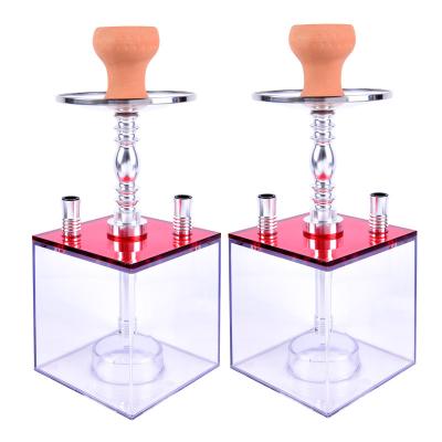 China Transparent Acrylic Plastic Hookah Shisha Set LED Lamp Pot With Lamp for sale