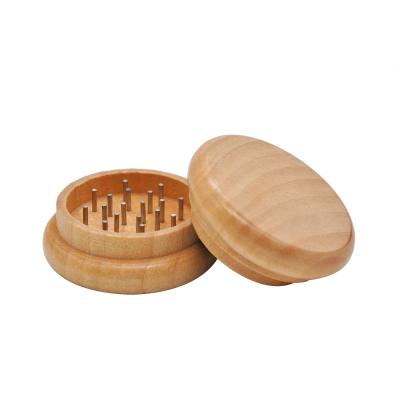 China 2022 Wooden Smoking Cigarette Store 55mm Wooden Two Layer Smoke Logo Custom Weed Grinder for sale