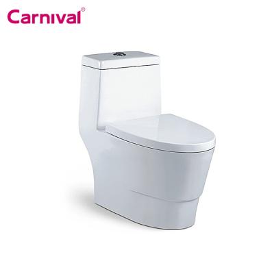 China T-trap Ceramic Bathroom Strap Double-Flow One-Piece Toilet Bowl for sale