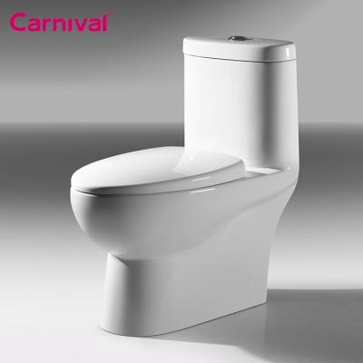 China Double-Flow Cheap Price Bathroom Strap Extended WC One Piece Siphonic Toilet for sale