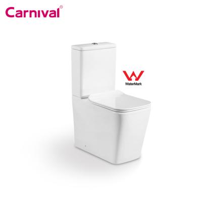 China Rimless Double-Flow Australian Watermark Toilet Washdown Two Piece Lavatory Toilet for sale