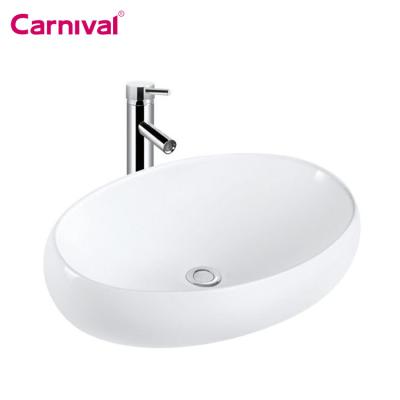 China Modern Sanitary Ware Oval Ceramic Basin Sink Table Top Wash Basin Bathroom Counter for sale