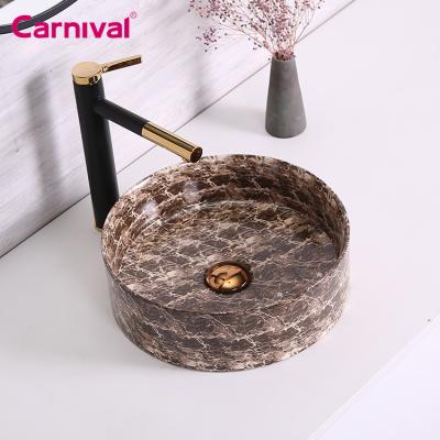 China Modern Nordic Marble Stone Bathroom Grain Style Art Ceramic Basin Wash Basin for sale