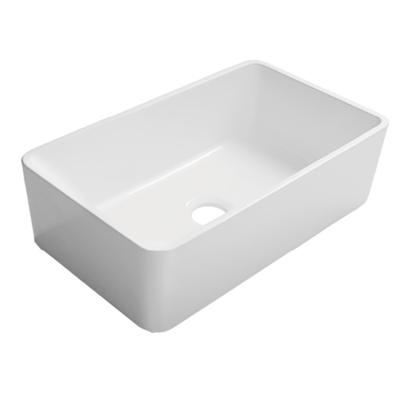 China Without Faucet Wholesale Good Quality Nordic Style Undermount Rectangle Shape Single-bowl Farmhouse Handmade Artificial Kitchen Sink for sale