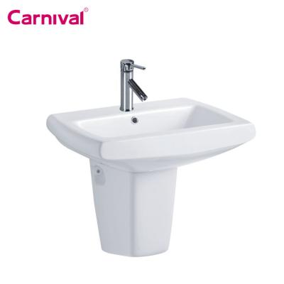 China China Manufacturer Asia Modern Sanitary Ware Hot Sale Square Ceramic Wash Basin With Semi-pedestal ON138 for sale