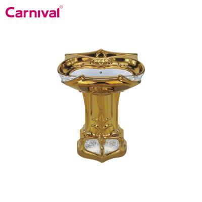 China The pedestal sink mold bathroom luxury freestanding single hole gold pedestal washbasin the retro for sale