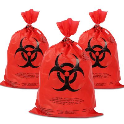 China 10-15 Gallon Edex Biohazard Waste Disposal Bags RED Heal Seal With Adhesive Tape for sale