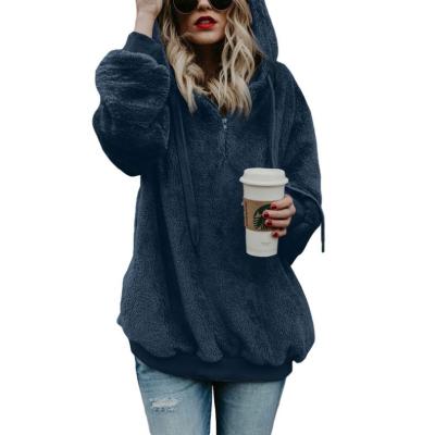 China Anti-pilling New Arrivals Drop Shipping Fashion Women's Black Sweatshirt Pullover Warm Furry Hoodie for sale