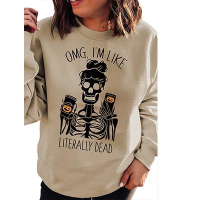 China Anti-pilling Halloween Letter Printing Crewneck Pullover Skeleton Sweatshirt for sale