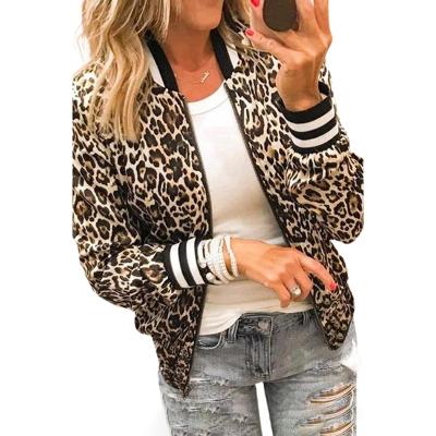 China å  ¯ æ Œ  ç » ­ Wholesale Custom Ladies Fashion Print Zipper Stand Collar Leopard Print Short Jacket for sale