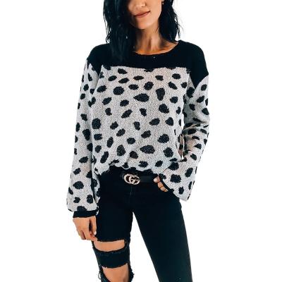 China Wholesale High Quality Polka Dot Women Custom Knit Anti-wrinkle Style Sweater 2021 New for sale