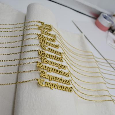 China New Twelve Stainless Steel Necklaces CLASSIC Hot Selling Antique English Alphabet Clavicle Necklace for sale