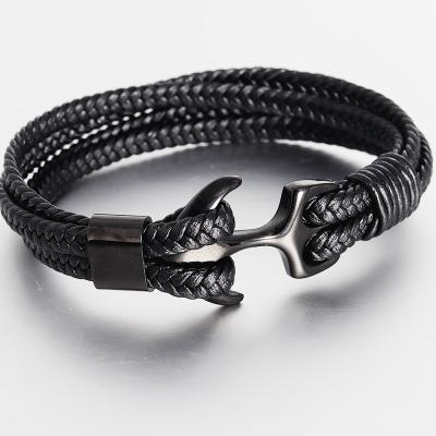 China Fashionable Custom Logo Personalized Men Magnetic Stainless Steel Genuine Leather Bracelet for sale