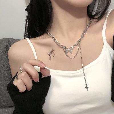 China Trendy Statistical Institute butterfly necklace female chain punk hip hop clavicle hop niche design sense for sale