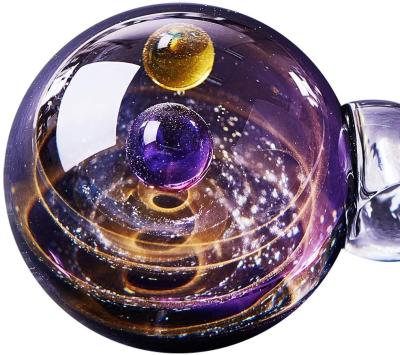 China Unique Crystal Natural Nebula Glass Pendant Necklace Universe Galaxy Glass Ball Pendant Jewelry with Double Glass Beads for DIY Jewelry for sale