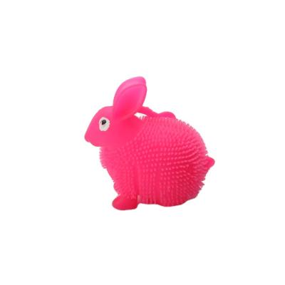 China Custom Toy Kids Gift LED Bunny Toys Puffer Squishy Ball Plastic 9*9 Squeeze Game Toy for sale