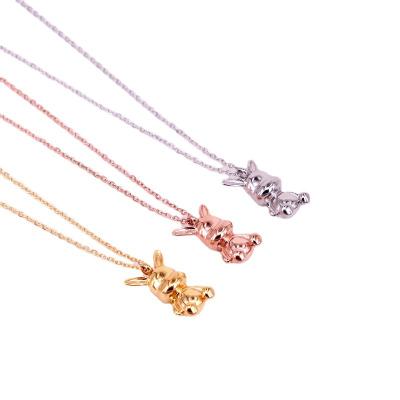 China Cute fashion IP gold bunny rabbit hip hop stainless steel pendant necklace for sale