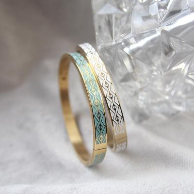 China TRENDY fashion enamel color name bracelet stainless steel bracelet for sale