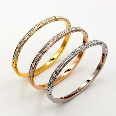 China TRENDY fashion luxury stainless steel zircon bracelets for women for sale