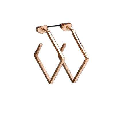 China TRENDY 2022 fashion stainless steel geometric rhombic studs earrings for girls or women for sale