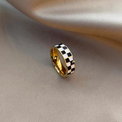 China High Quallity fashion black and white mosaic  zebra enamel rings stainless steel for sale