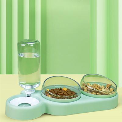 China Wholesale Automatic Low Price Double Bowl Protection Neck Cat Water Bowl Shatterproof Plastic Cat for sale