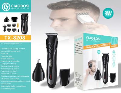 China Household Ciaobosi 3 in 1 Electric Hair Trimmer TX-8208 Hot Sale Multifunctional 3 in 1 Rechargeable Clipper Electric Haircut Cordle for sale