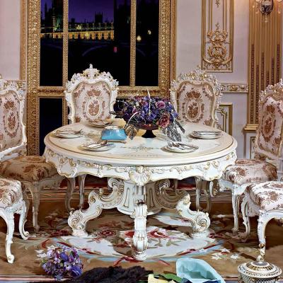 China diningroom furniture set European style french antique dining table solid wood cabinet whole house furniture fabric chair for sale