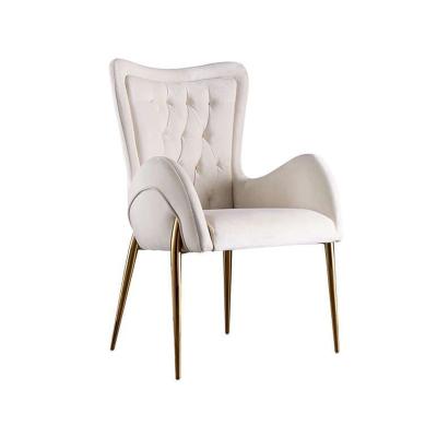 China Upholstered dining chair design leather metal living room leisure fabric chair modern bedroom dressing art velvet chair for sale