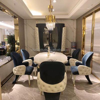 China Modern furniture dining room sets natural marble top design dinning room tables high quality luxury dining tables and chairs set for sale