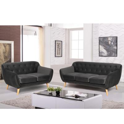 China Comfortlands Tufted Living - New Design Furniture Living Room Wood Legs Velvet Fabric Sofa Set for sale