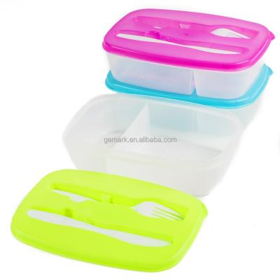 China 2 Compartment Microwavable Lunch Box with Fork and Knife Bento Boxes for sale