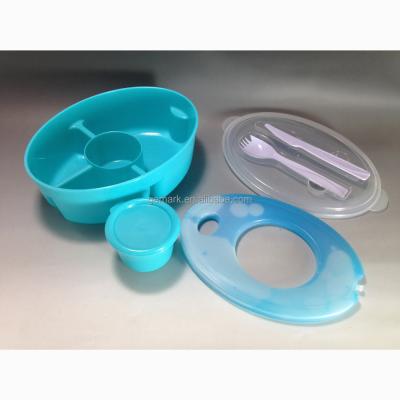 China Sustainable salad to go lunch box with ice pack and dressing bowl for sale